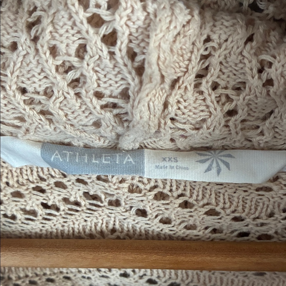 Athleta Cream Women's Crochet Zip Cardigan Sweater Sz XXS - Picture 2 of 5